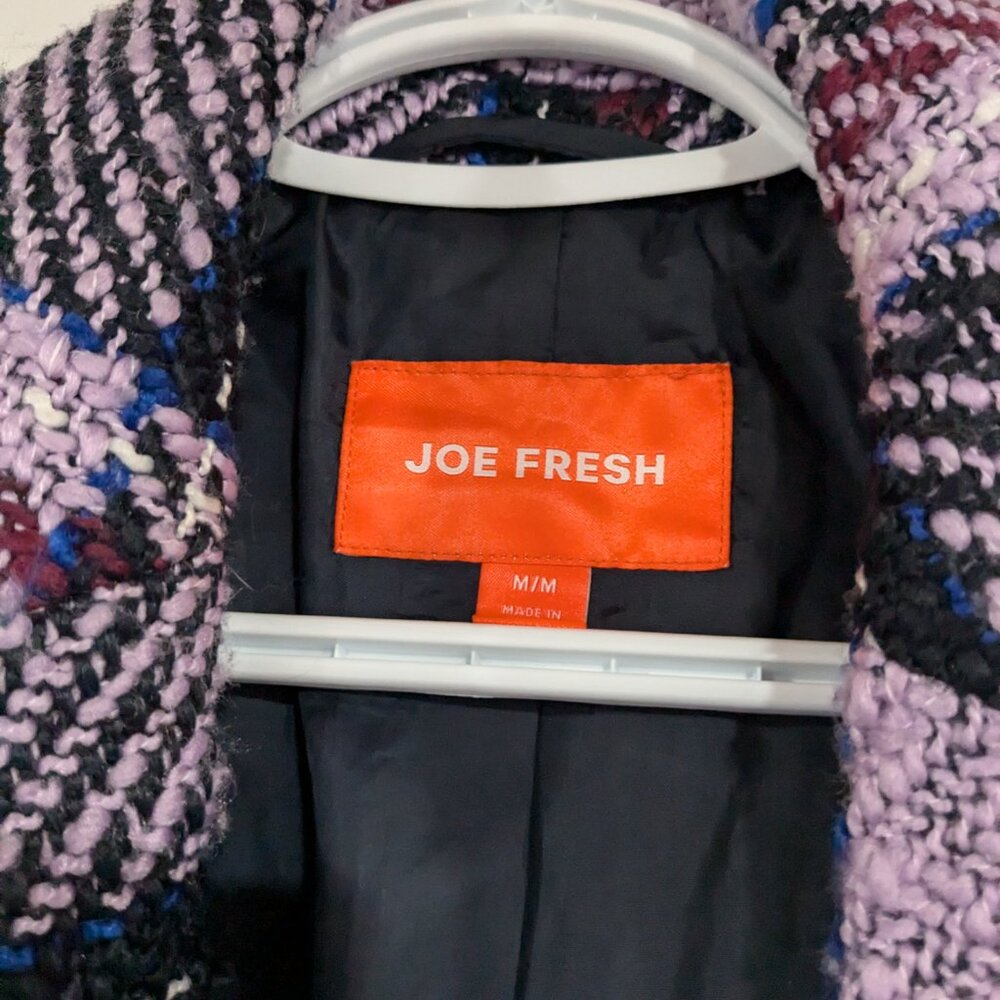 Joe Fresh Plaid Pea Coat Mauve Purple Size Medium - Picture 2 of 4